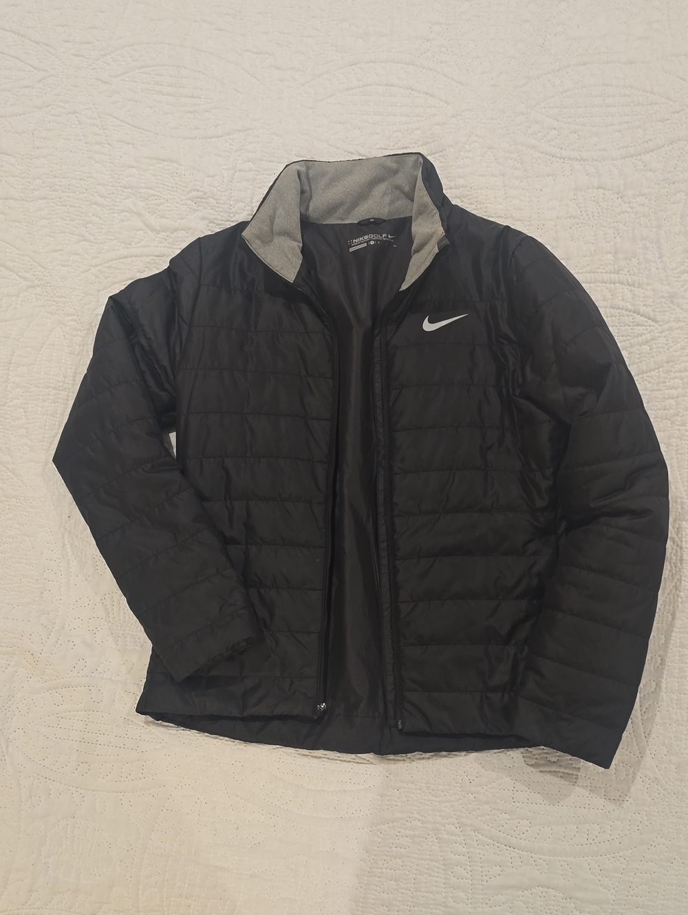 Nike Golf Black Quilted Puffer Jacket Full Zip S with Pockets